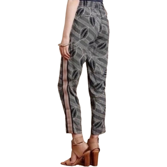 HEI HEI Lourinha Jogger Pants Navy Leaf High Rise Pull On Stretch Waist Medium - Picture 2 of 8